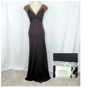 Alberto Makali Gown 4 Small Formal Brown Beaded